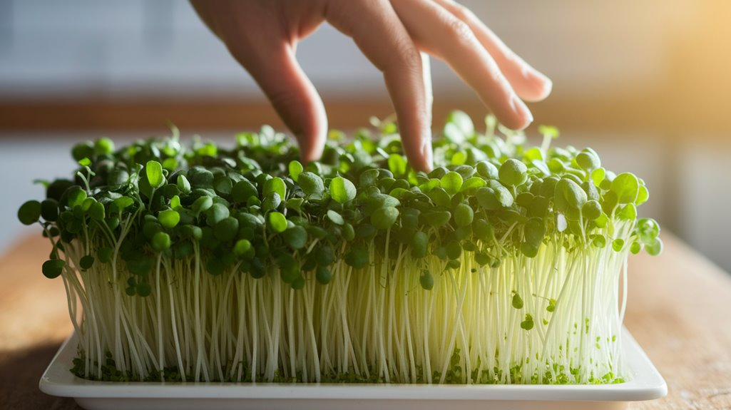 harvest microgreens at maturity