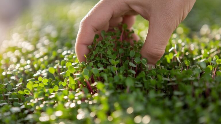 harvesting microgreens for freshness