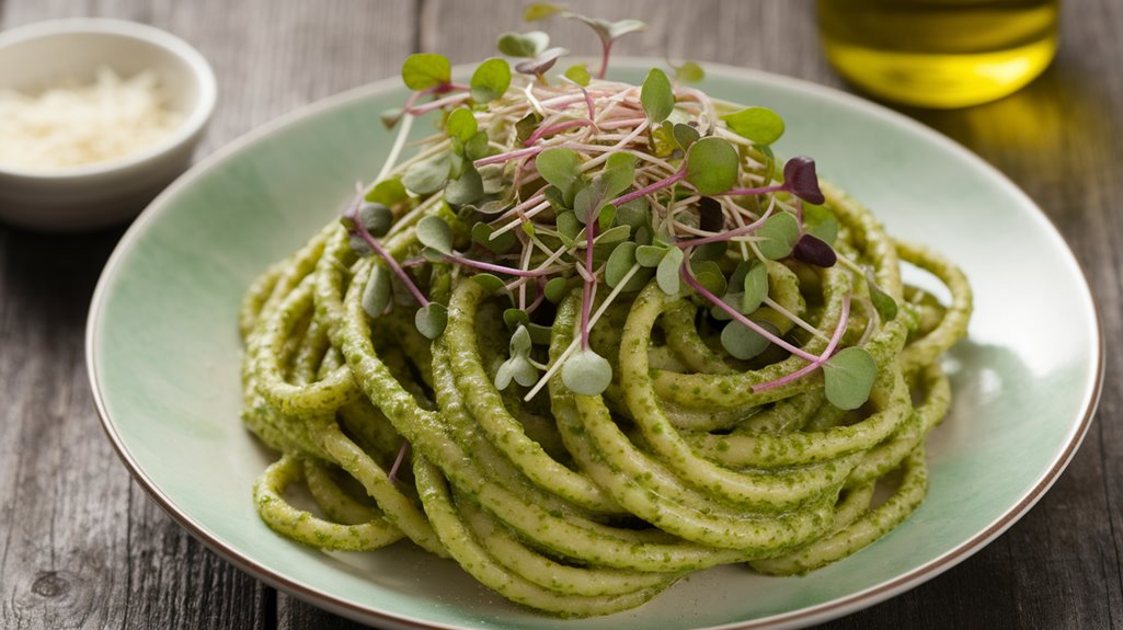 microgreens enhance pesto pasta