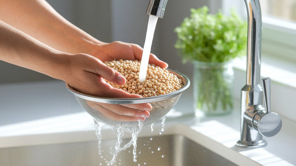 rinse drain hydrate wheat