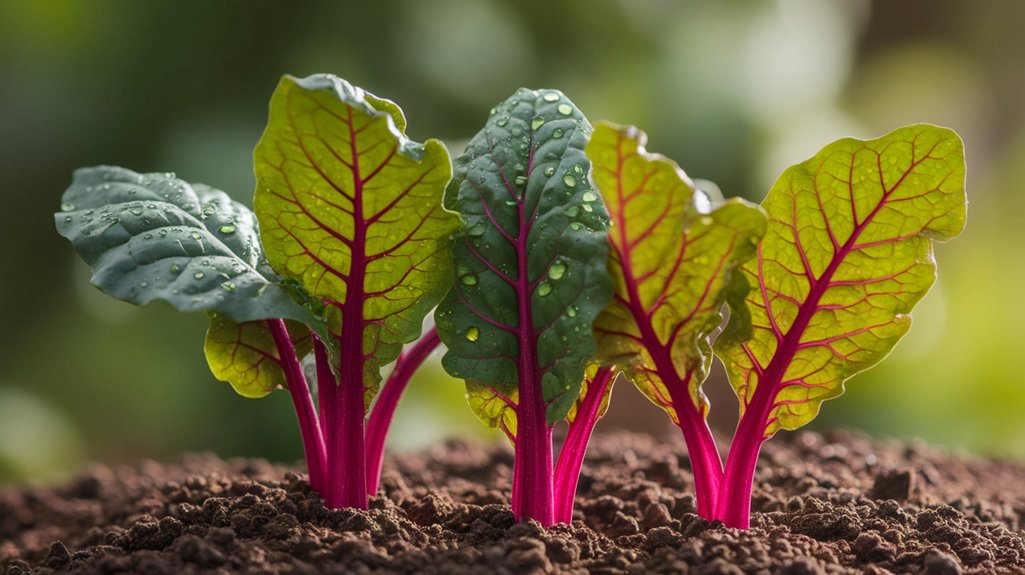 sprouting red swiss chard