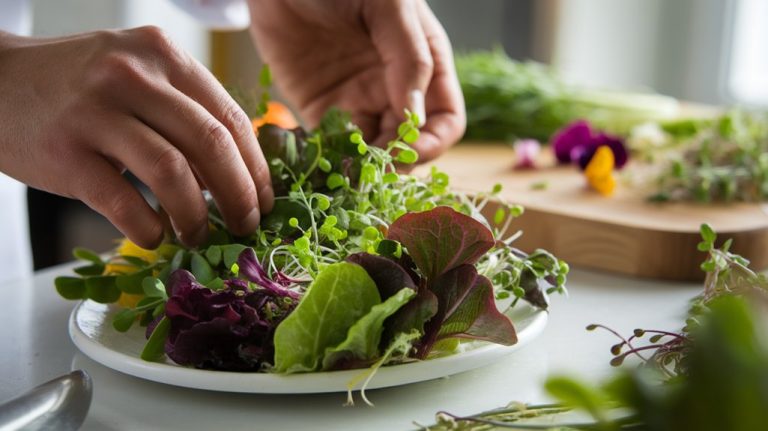 artful dishes with greens