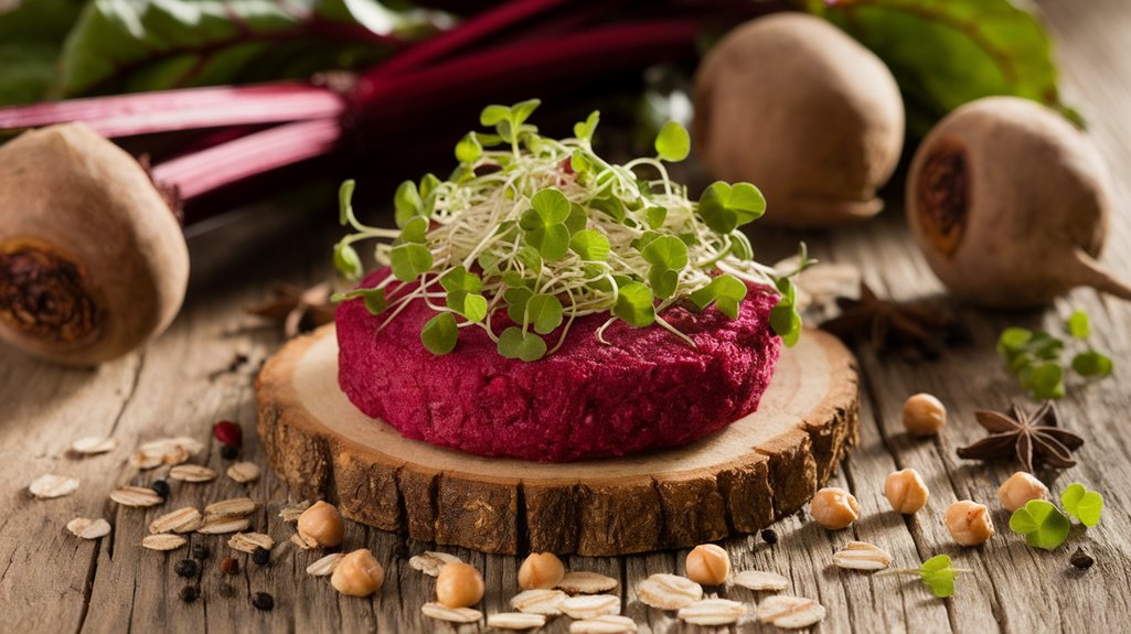 clover sprout beetroot burger patties