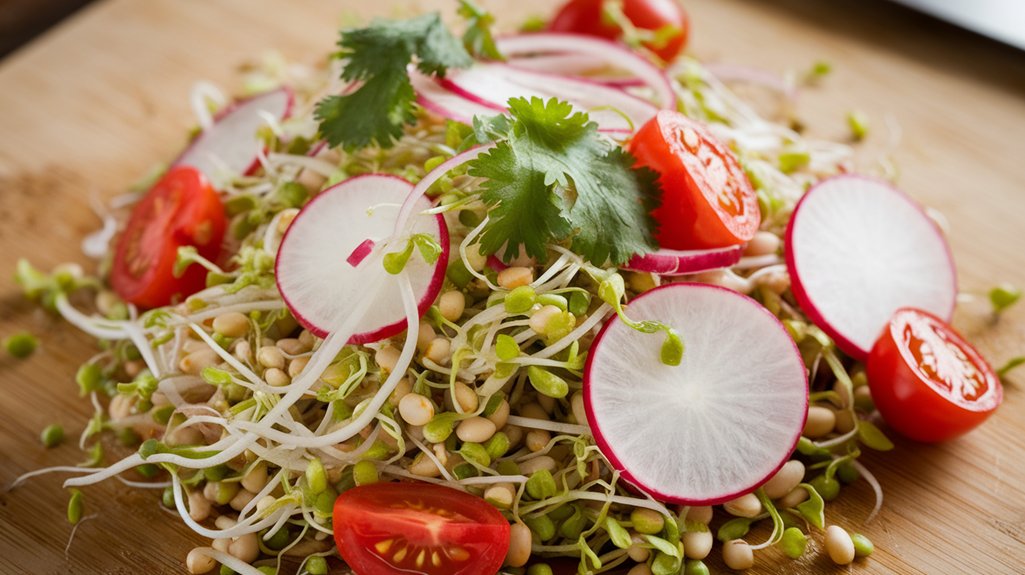 fresh colorful sprout salad