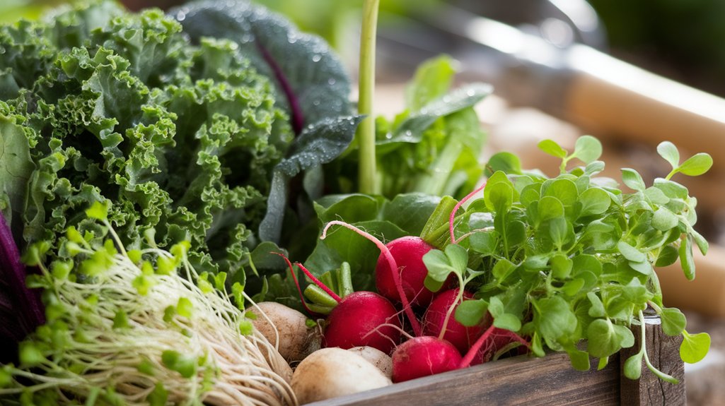 homegrown veggies and sprouts