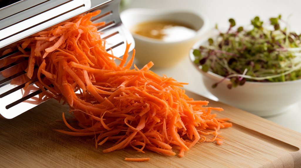 shredding carrots for slaw