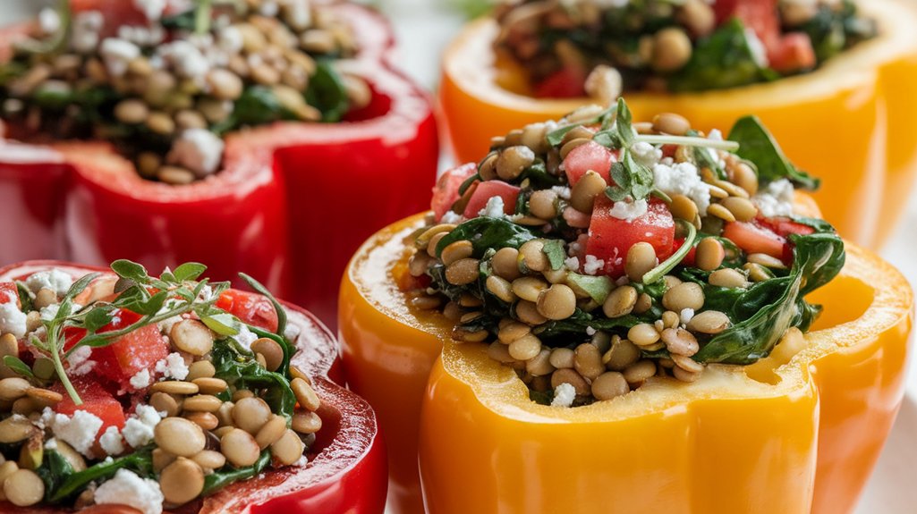 stuffed peppers with sprouts