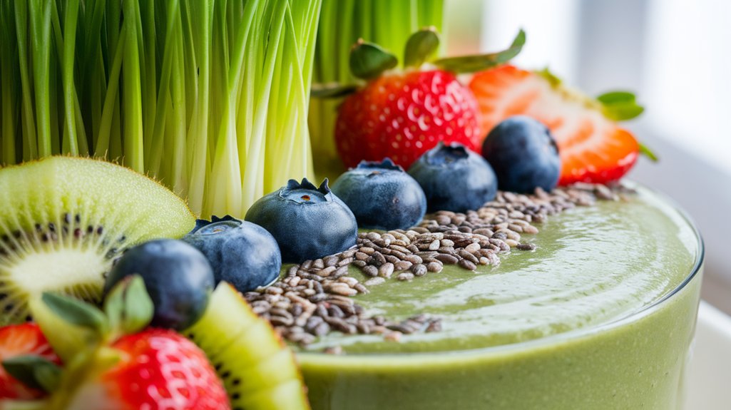 wheatgrass smoothie with fruits