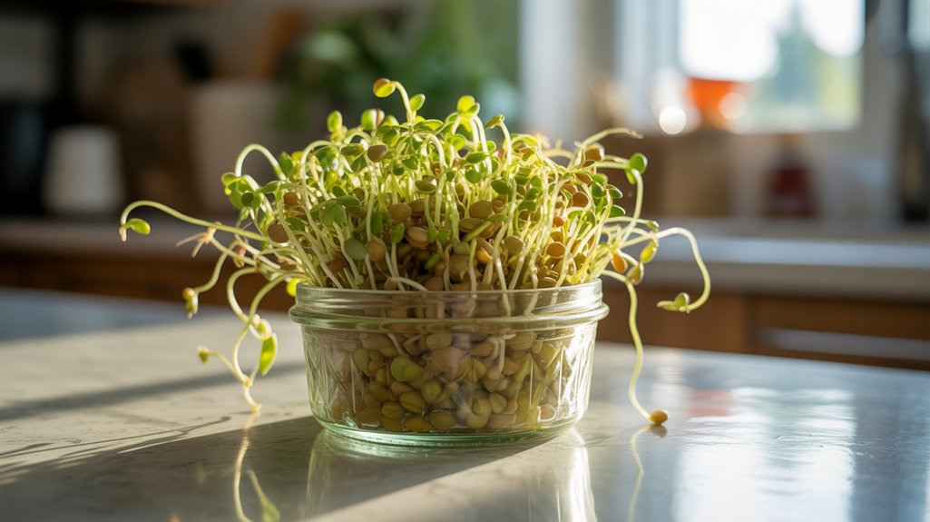 indoor lentil sprout growing