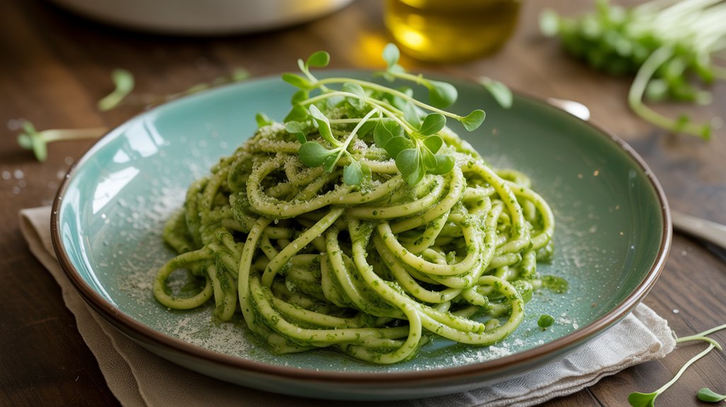 microgreens pesto pasta delight