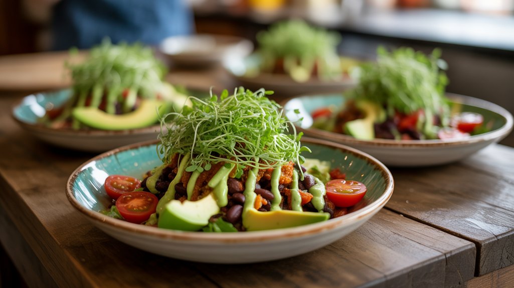 spicy microgreen taco bowls